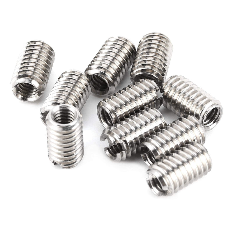 10pcs Threaded Insert for Hard-Wood,Female M4x0.7 Male M6x1.0 Stainless Steel Thread Inserts Installation Tool for Furniture, Cabinets, Displays, and More. M4*0.7–M6*1.0(Length 10mm)
