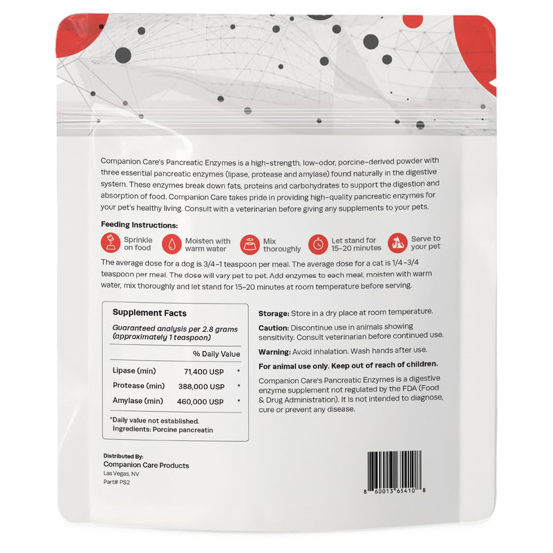 Pancreatic Enzymes for Dogs & Cats – High-Strength, Low-Odor (Acetone-Free), Porcine-Derived Powder Digestive Supplement for Dogs & Cats – Made in the USA (5.9oz, 168g)
