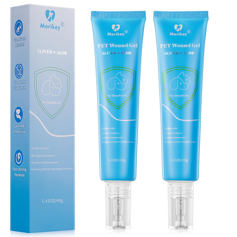 Dog Wound Care Hydro Gel, Hot Spot Solution for Dogs and Cats, Relieves Itchy Skin and Irritations, for Pets Bites, Scratches, Cuts, Ulcers,Safe If Licked, 2 Packs 80ml