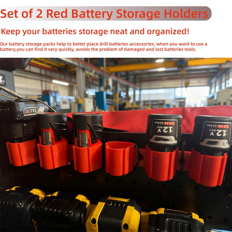 Tool Holders and Battery Holder Compatible Milwaukee M12 12V Wall Mount Plastic Hanger Battery Drill Tool Storage for Shelf Work Van Toolbox with 22 Screws