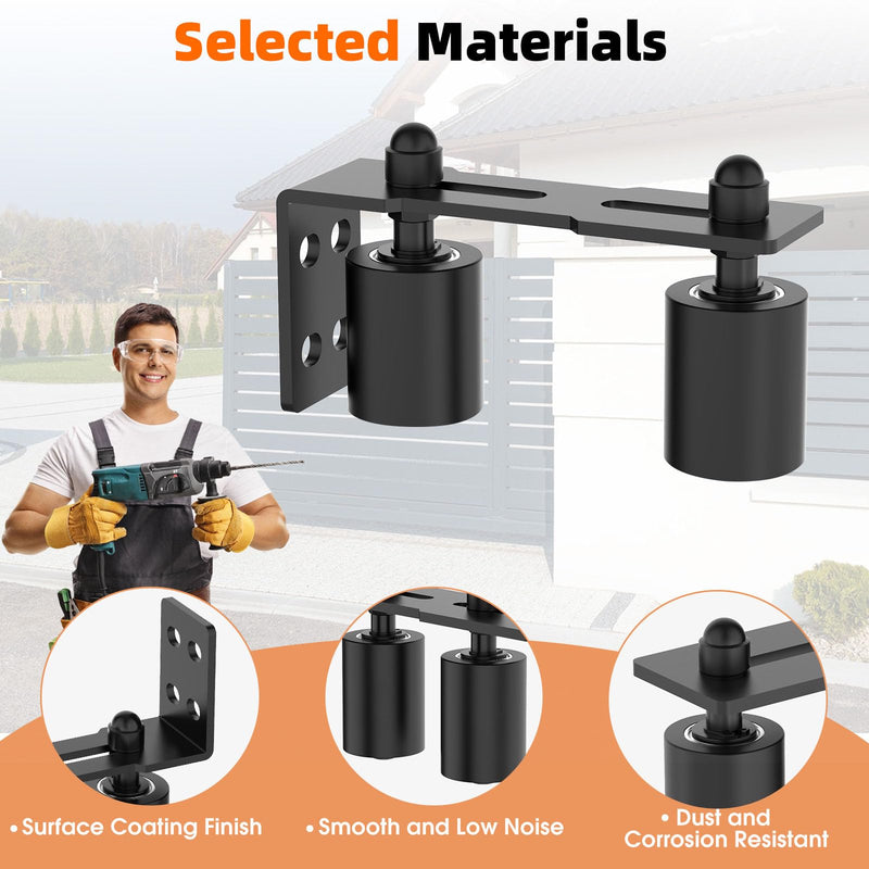 Sliding Gate Guide Rollers & Hardware Kit – Heavy Duty 3" Adjustable Nylon Wheels, Rust-Proof L-Bracket for Sliding Gates, Wood, or Garage Doors (Black-1pc, 3in) Black-1pc