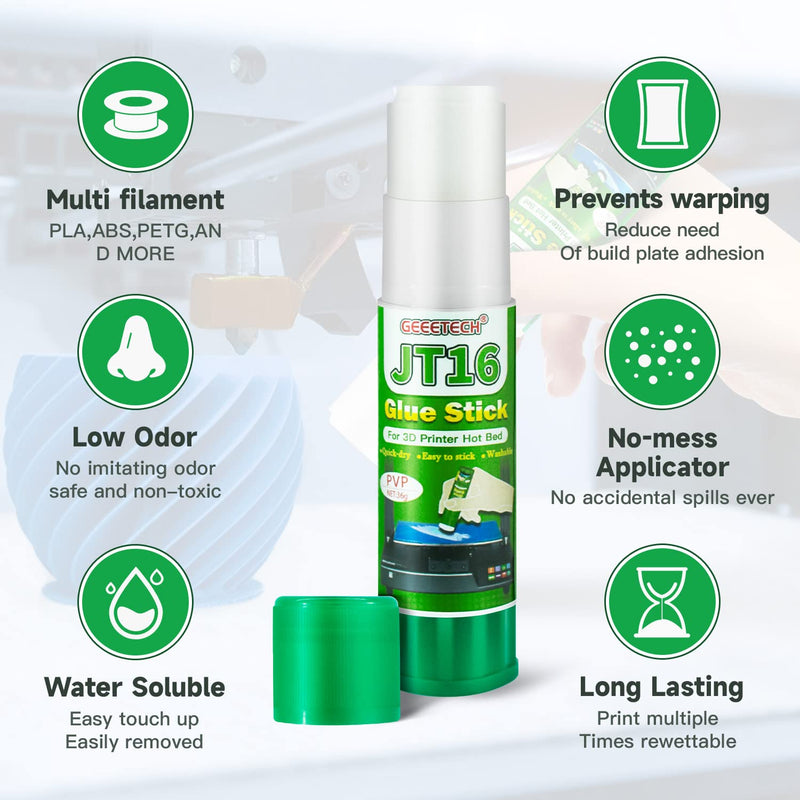 3D Printer Glue Sticks 6 Pieces for Glass, PEI Sheet, Aluminum Build Plate, Solid Adhesive for PETG, PLA, TPU, ABS Filament, 1.27oz*6, Washable Stick Glue