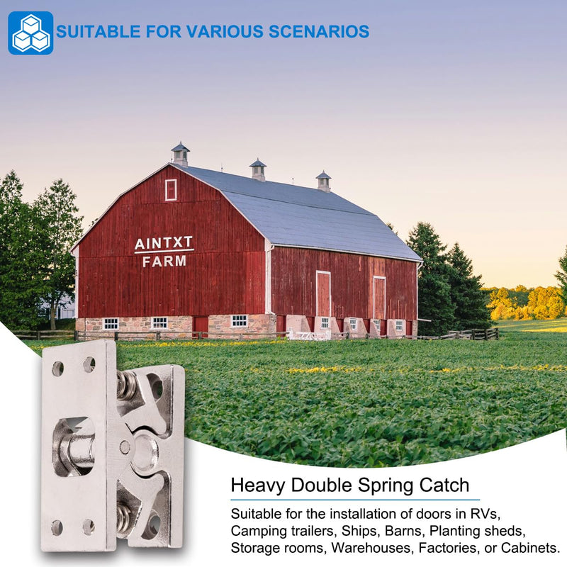 Double Roller Catch Heavy Duty Spring Loaded Door Lock,Cabinet Latch, Stop Catch for Door, Release Clamp Double Roller Catch for Camper Boat Doors Caravan Doors(Stainless Steel) Silver 1