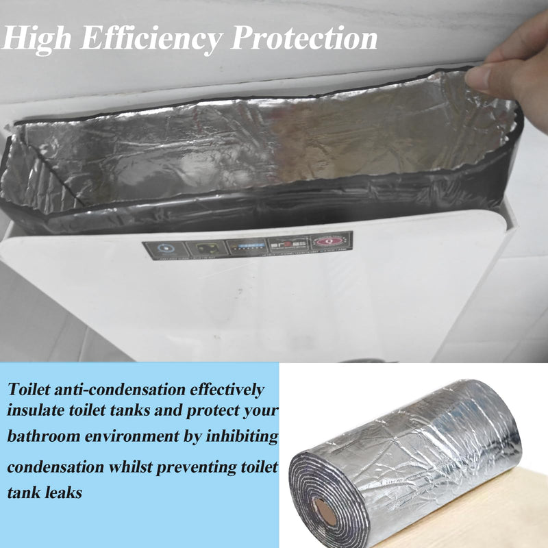 Toilet Tank Liner, 40 x 40 Inch Toilet Anti Condensation Kit with Aluminum Foil-Self Adhesive,Toilet Tank Insulation Liner for Stopping Condensation Preventing Water Damage to Floors