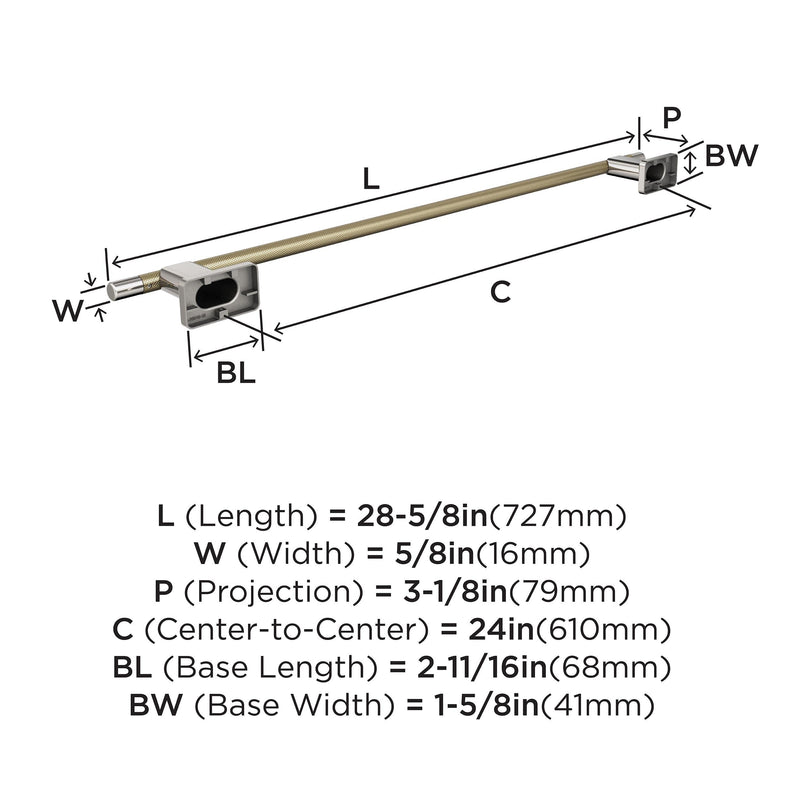 Amerock BH26615PNBBZ | Polished Nickel/Golden Champagne Towel Bar | 24 inch (610 mm) Center-to-Center Towel Rack | Esquire | Bathroom Towel Holder | Bathroom Hardware | Bath Accessories