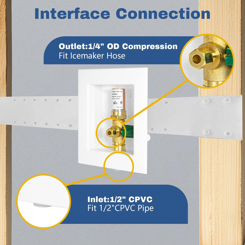 1PCS GUOFIS Icemaker Outlet Box,1/2" CPVC Inlet Connect(IM009-1) 1 CPVC/Copper