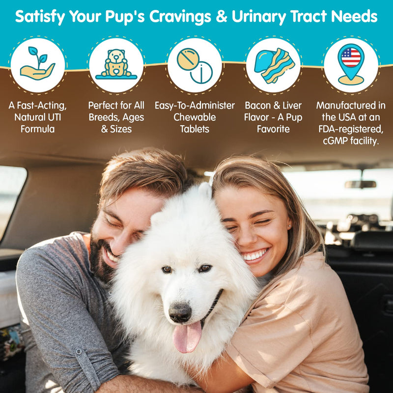 Wanderfound Pets Ultimate Cranberry Bladder UTI Support Supplement for Dogs - Dog Urinary Tract Infection Incontinence Formula with Cordyceps Mushroom - Bacon & Liver Flavor - 90 Chewable Tablets - PawsPlanet Australia