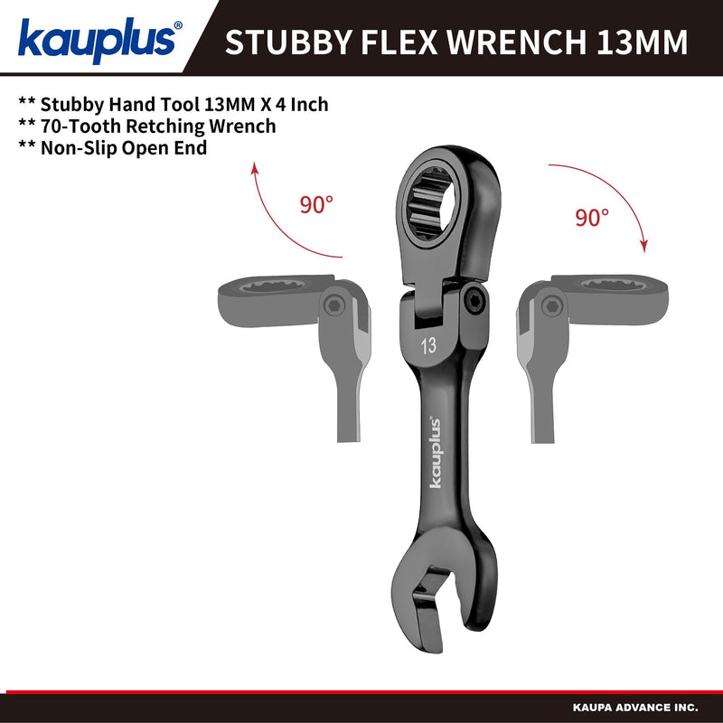11 PCS Stubby Torx Bit & Flex Ratcheting Wrench Set, 120-Tooth Ratchet with Non-Slip 13mm Open End, Low Profile S2 Star Bits T10–T60 for Automotive & Tight Spaces