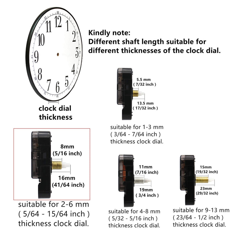 Youngtown 12888 Quartz DIY Wall Clock Movement Mechanism DIY Repair Parts Replacement Fit Dials up to 40 cm（15.7 Inches ） in Diameter. 41/64 inch total shaft length