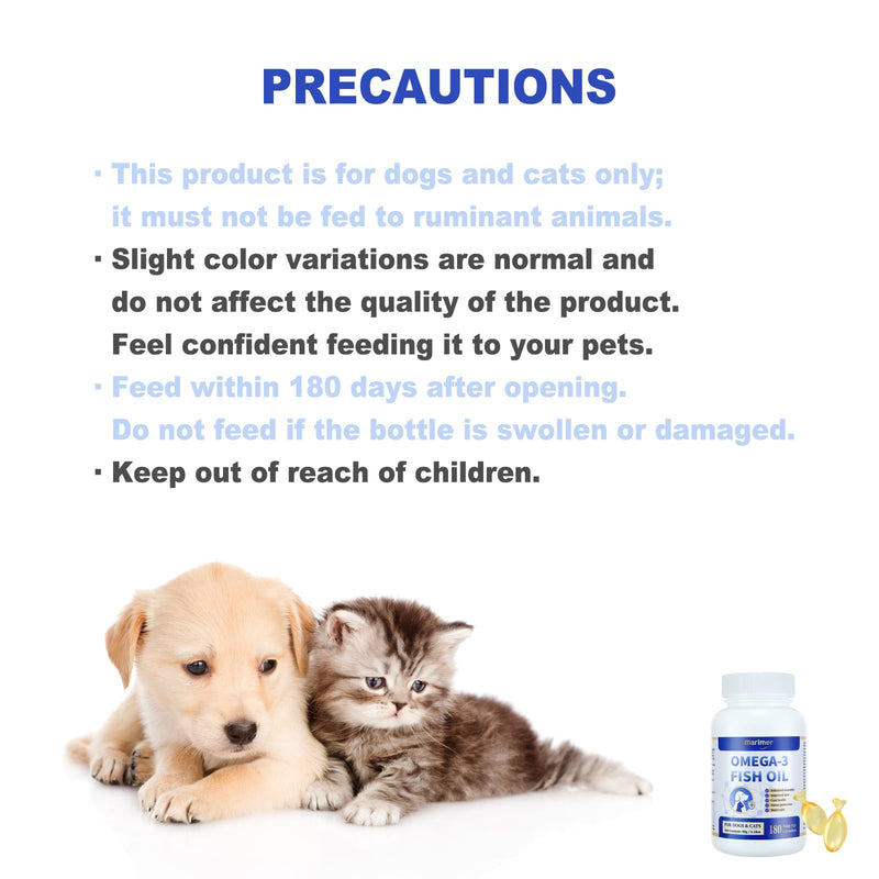MARIMER Snip Tips Omega-3 Fish Oil for Cats for Dogs – EPA & DHA with Vitamin E – Liquid Soft Gels You Can Snip & Pour – Supports Heart, Skin, Coat, Joint & Immune Health – 180 Softgels