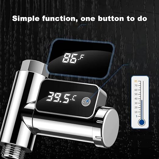 Digital Shower Thermometer, Rotatable LED Display to Monitor Water Temperature, Baby Bathing, Elderly, 1/2" Water Pipe, Shower Hose, Hand Shower - NewNest Australia