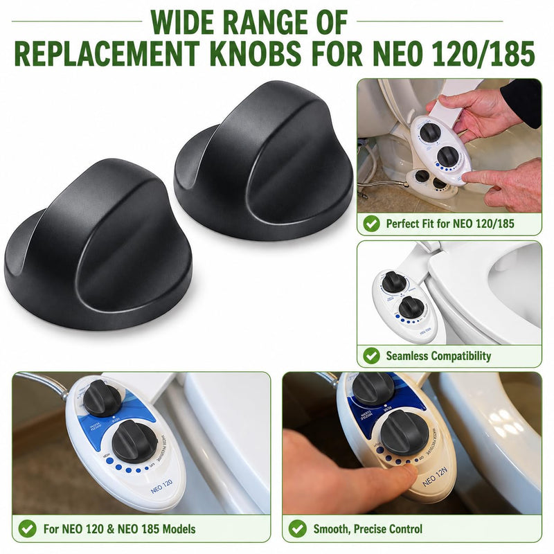 4 Pack Replacement Knob for Luxe Bidet Neo 120 & 185 Control Dial Knob, Bidet Toilet Seat Attachment Compatible with Luxe Bidet Neo Series