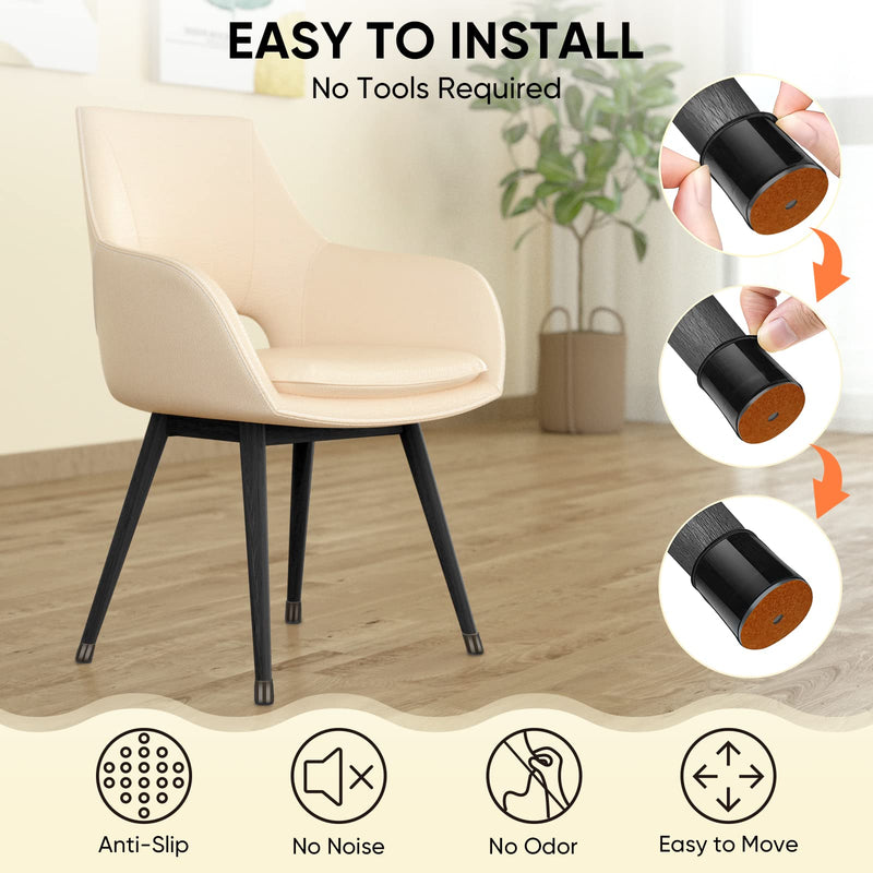 BALEINE Silicone Chair Leg Floor Protectors, Stool Leg Protectors Cap, Chair Leg Caps for Hardwood Floors (Black-32pcs, Round S) Black-32pcs