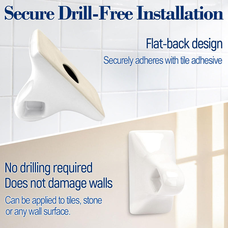 2 Pcs White Glazed Ceramic Towel Bar Replacement Rod Holder Brackets Bathroom Accessory Kit for Bathroom Kitchen Any Wall Surface, Ceramic Porcelain Towel Bar Holder