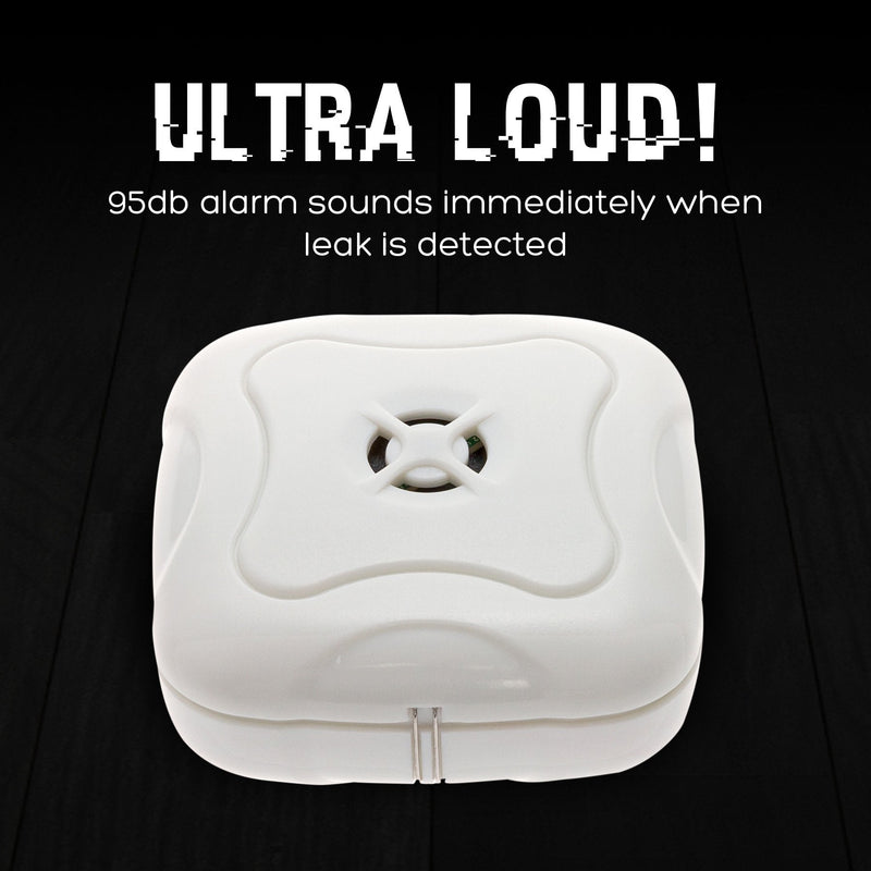 2 Pack Water Leak Detector - 95 dB Flood Detection Alarm Sensor for Bathrooms, Basements, Laundry Rooms, Garages, Attics and Kitchens by Mindful Design (White, 2 Pack) 2 Count White