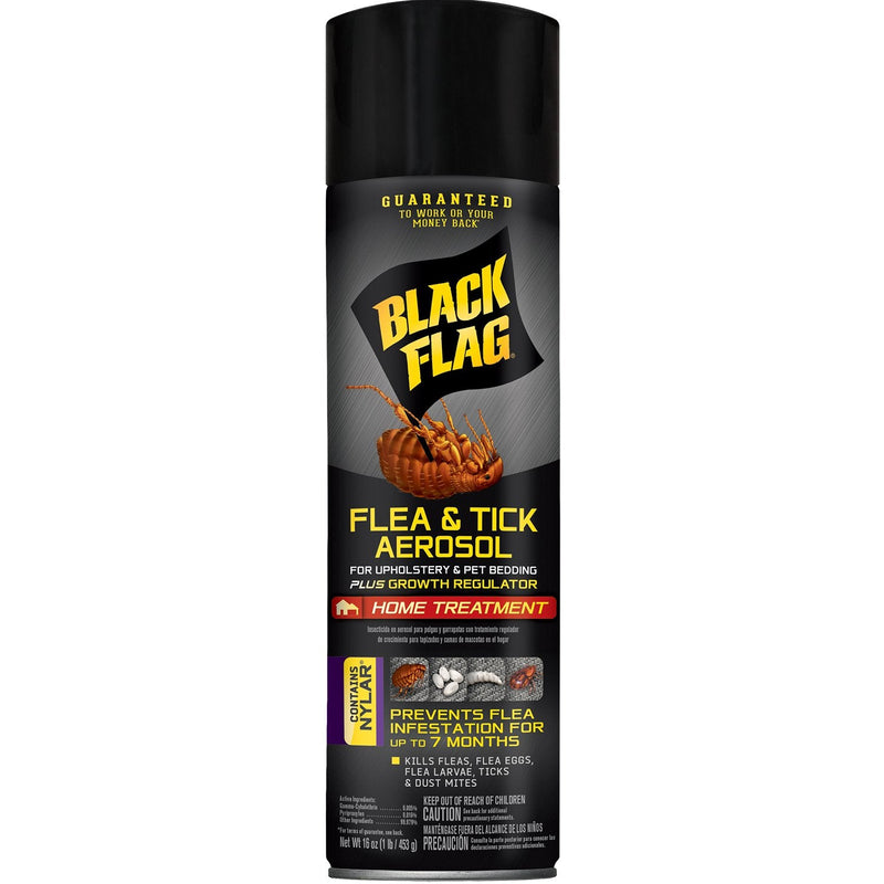 Black Flag Flea & Tick Killer for Upholstery & Pet Bedding Aerosol, 16-Ounce 16 Fl Oz (Pack of 1)
