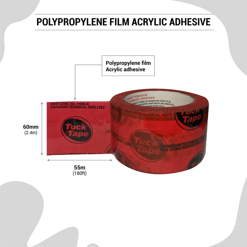 Construction Sheathing Tape, Epoxy Resin Tape, 2.4 in x 180 ft (Red) Red