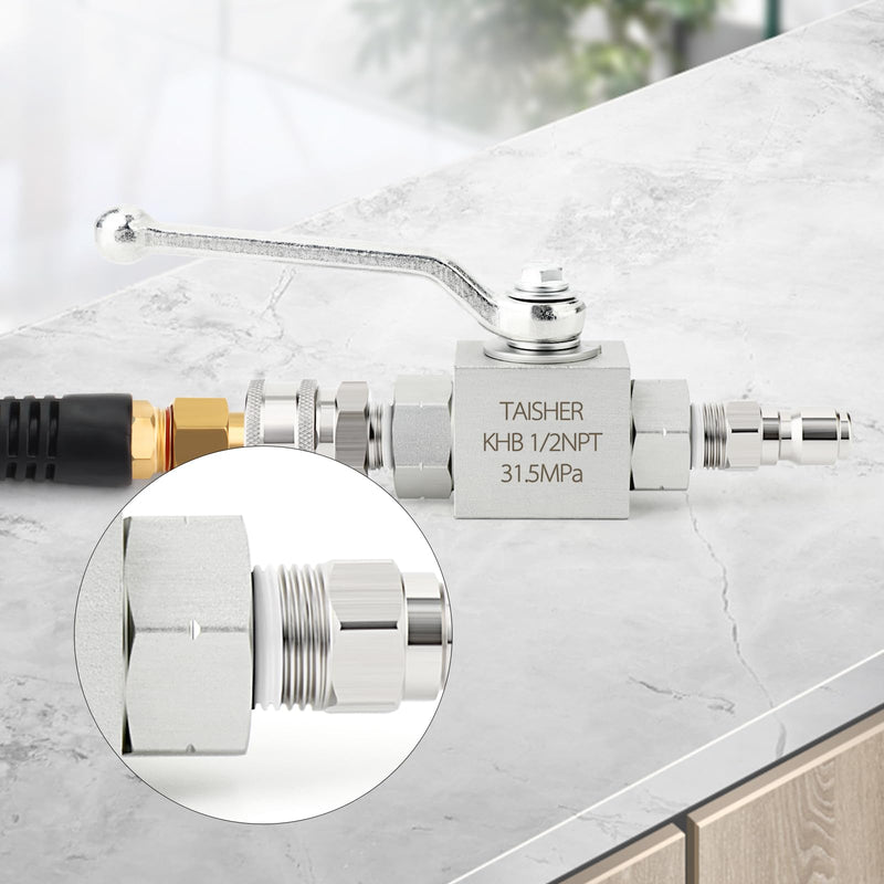 TAISHER 1PCS KHB 1/2'' NPT High Pressure Hydraulic Ball Valve Carbon Steel, Shut-Off 2 Way Ball Valve 1/2" NPT