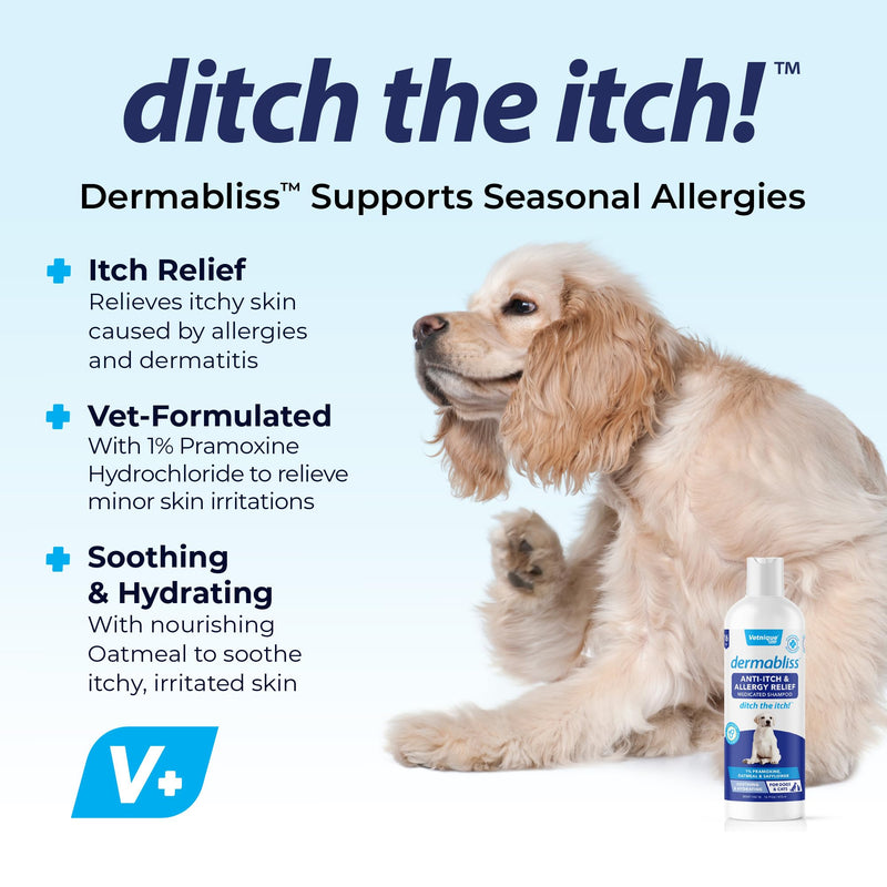 Vetnique Labs Dermabliss Anti-Itch Bundle for Dogs with Anti Itch Allergy Spray and Shampoo for Dogs and Cats Allergies - PawsPlanet Australia