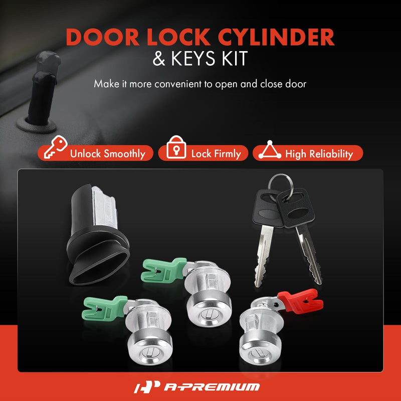 A-Premium Door Lock Cylinder with Key Set Compatible with Ford | for F-150 F150 1997-2003, F-250 F-350 1998-2007, F-250 F-350 Super Duty 1999-2007