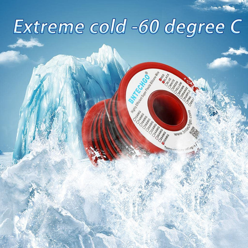 BNTECHGO 30 Gauge Silicone Wire Spool Red and Black Each 50ft 2 Separate Wires Flexible 30 AWG Stranded Tinned Copper Wire 30 gauge silicone wire each color 50 ft