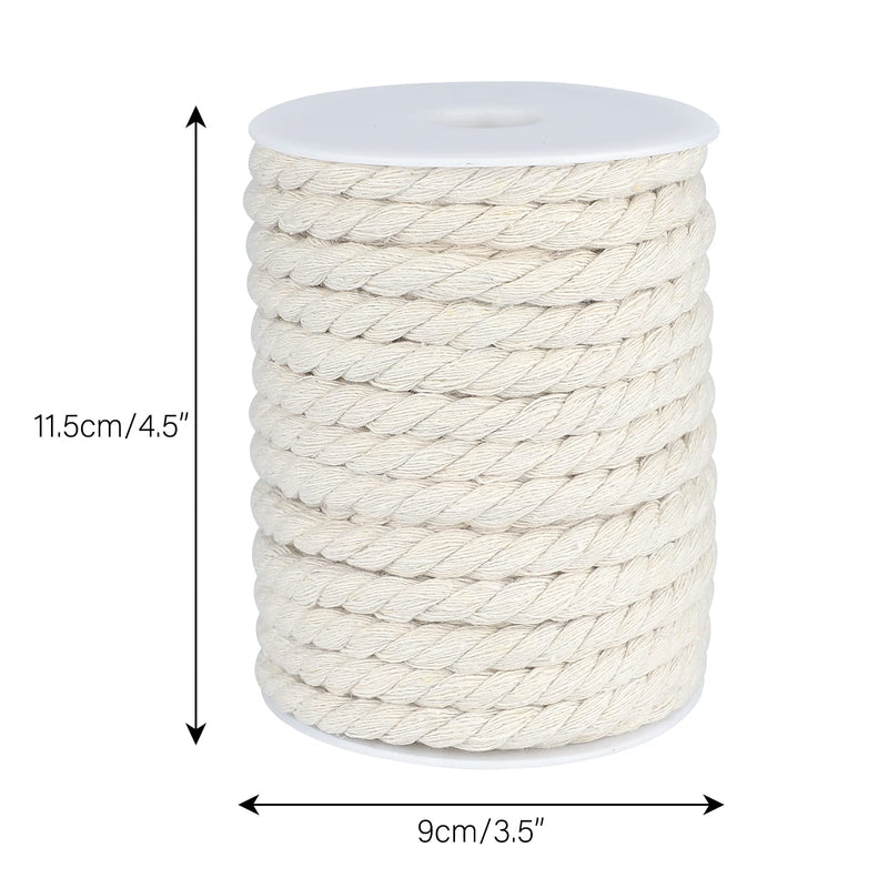 jijAcraft 1/3 Inch Nautical Cotton Rope Crafts, 8mm x 65Feet Clothes line Rope for Outdoor,3 Ply White Rope Cord Unbleached Rope, Macrame Cord Rope for Clothesline, Baskets, Hangings Pots, Pet, Toys 8mm x 65 ft