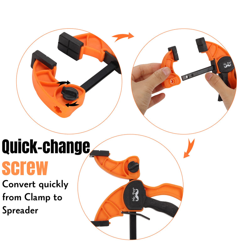 Mr. Pen- Bar Clamps For Woodworking, 6", 2 Pack, Clamp/Spreader, Quick Grip Clamps, Woodworking Clamps, Bar Clamps, Quick Clamps, Trigger Clamp, Quick Clamps for Woodworking 6 Inch