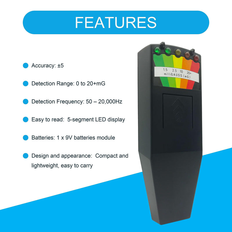 Ghost Hunting Equipment EMF Meter 5 LED Magnetic Field Detector Hand-held Spirit Box Paranormal Equipment，Home and Office EMF Detector