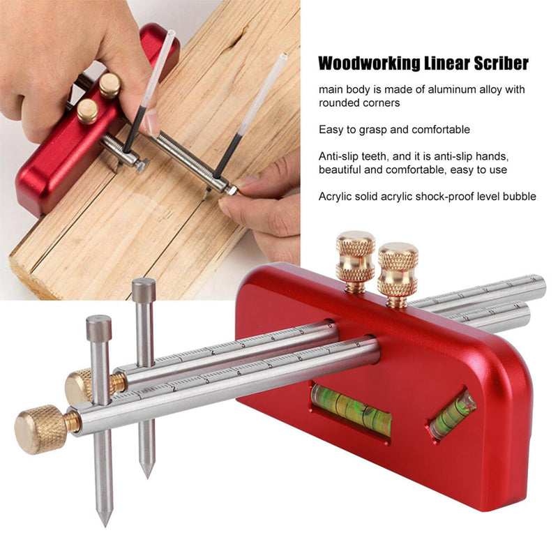 Wood Scribing Mortise Gauge, Double Head Aluminium Alloy Carpenter Tool, Adjustable Marking Gauge Woodworking Scribe for Carpenter