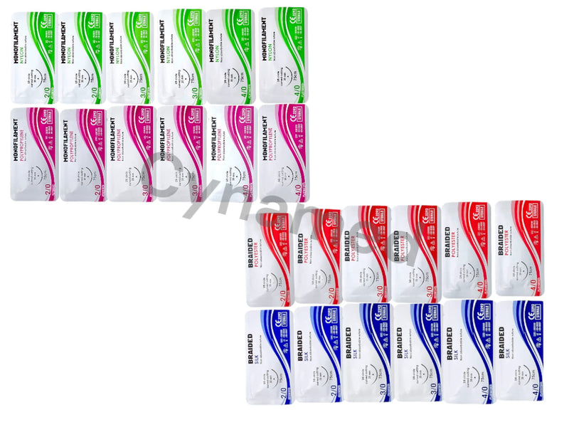 Premium Practice Sutures |Sutures Thread with Needle (24 Mixed 2/0,3/0,4/0) | for Nursing & Veterinary Students Suture Training | Suture Kit Companion | Demonstration & Student Use Only