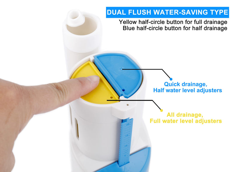2 Inch Toilet Flush Valves Toilet Repair Kit Dual Flush Valve Replacement Fit for One Piece Toilet Top Push Button Valve (8" Height) White