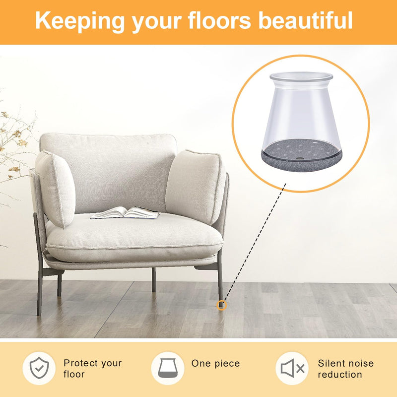 32 Pcs Chair Leg Floor Protectors,Bar stools Leg Protectors Caps,Dining Room Chair Leg Protectors for Hardwood Floors, Chair Leg Covers Silicone Felt Furniture Pads (Extra Small fit: 0.5'' - 0.89'') Universal X-Small Clear-32pcs