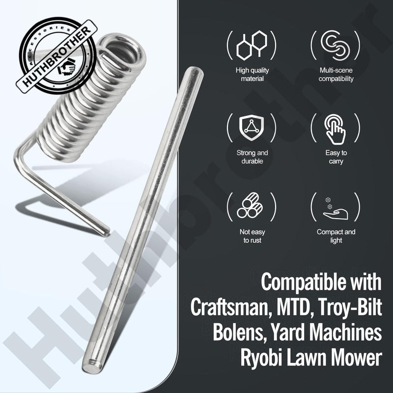 Chute Pin 747-0710A + Torsion Spring 732-1014C, Compatible with MTD Craftsman Troy Bilt, Fits Used on 987-02516 731-07131 (1) 1