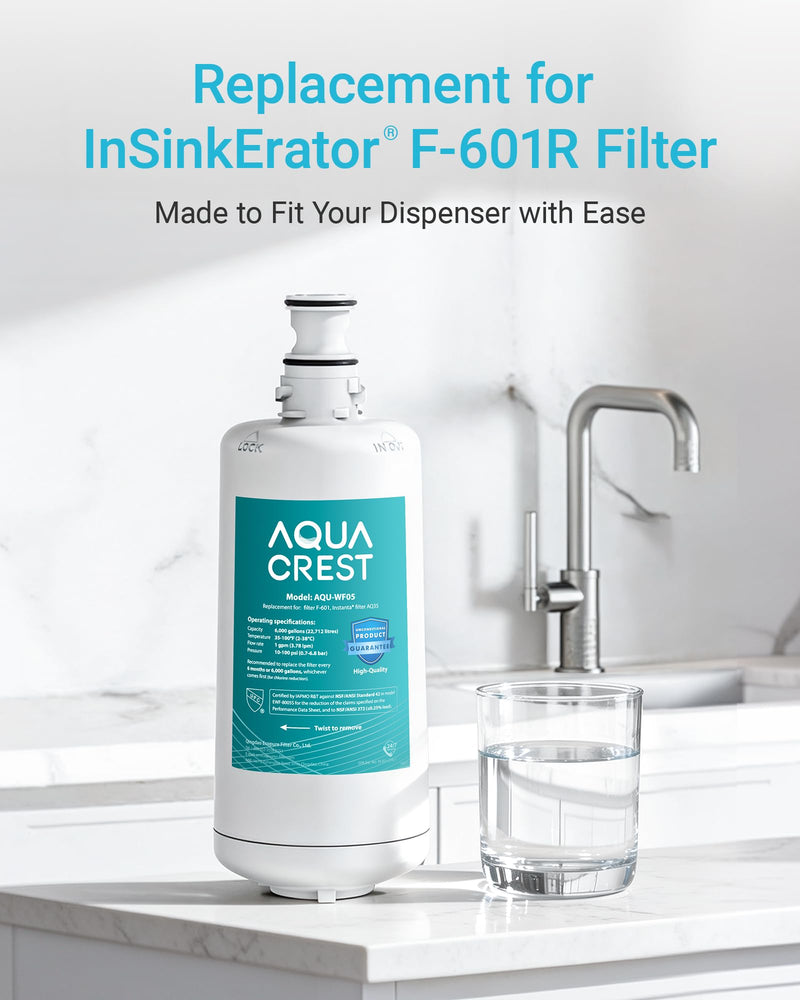AQUA CREST F-601R Water Filter Replacement for InSinkErator® F-601R, 2 Pack
