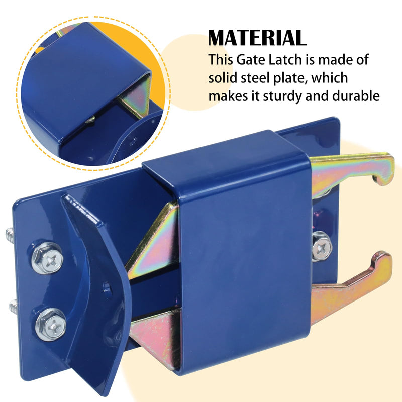 S16100300 Heavy Duty Two Way Gate Latch, 1-5/8" to 2" Diameter Round Tube Gate, Blue, Two Way Fence Gate Latch for Metal Gates, Farms, Ranches, Pastures, Included Screws and Screwdriver 1XS16100300