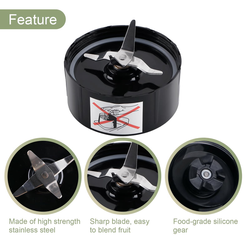 2-pack Cross Blade Blender Replacement Parts Work with Magic Bullet 250w Blenders Model MB1001 Series, Black