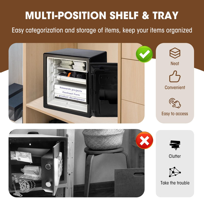 Compatible with SentrySafe SFW082 and SFW123 Fireproof Safes, Tray and Shelf Insert, Safe Tray and Shelf Accessory - Keep Your Belongings Organized Custom Tray + Shelf