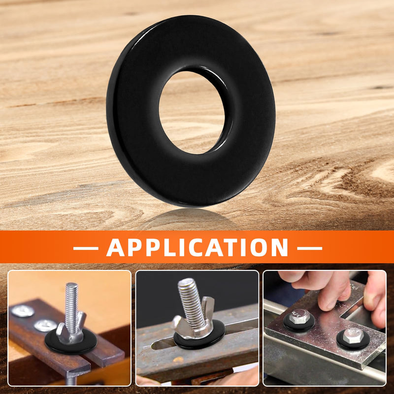 1/4" ID x 3/4" OD Stainless Flat Washers, 0.327" ID x 0.75" OD x 0.06" Thick, Stainless Steel 18-8 (304), Black Finish Metal Washer, 100 PCS 1/4" ID x 3/4" OD