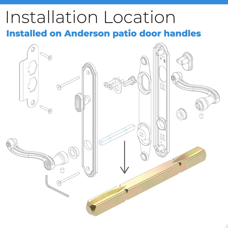 Replacement Andersen Door Handle Parts 3-3/4 Long Compatible with Andersen Patio Doors, Andersen Frenchwood Hinged Door, Andersen Storm Door Handle Replacement Spindle 2579830