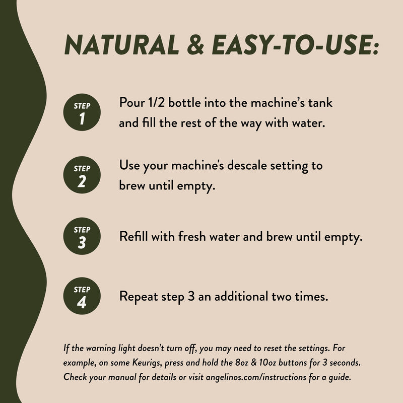 Universal Descaling Solution for Keurig, Nespresso, Breville, DeLonghi & Ninja (4 Uses) – Professional Coffee Descaler & Cleaner – Removes Limescale to Restore Flow & Temp – Odorless & Residue-Free