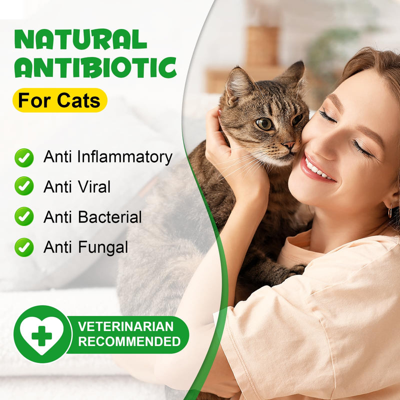 Antibiotics for Cats, Natural Antibiotics for Cats, Cat Antibiotics for Infection Supports Immune & Cats Allergy Relief, Cat Multivitamin UTI Drops Natural Supplement for All Ages & Breeds-2PCS