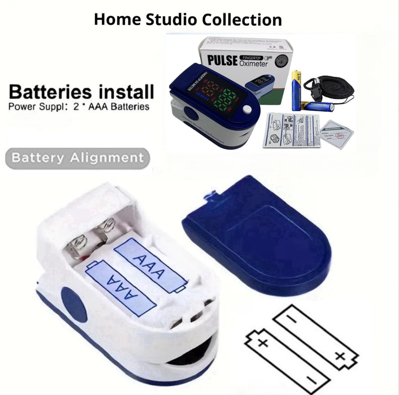 Finger Pulse Oximeter Larger Display Blood Oxygen Monitor with Batteries and Lanyard Included Fingertip Pulse Oximeter Color: Navy Blue