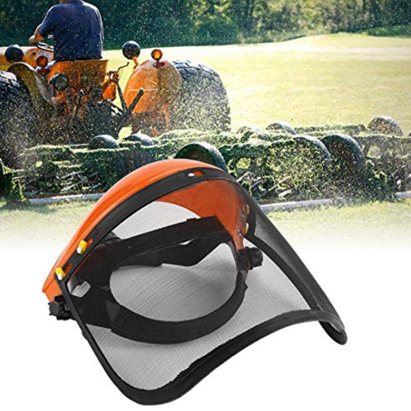 Mesh Safety Helmet, Full Face Safety Helmet Hat Shield Protect with Mesh Visor for Industrial Chainsaw Gardening Logging Brushcutter Forestry Shield Protection, Mesh Mower Helmet (Red)