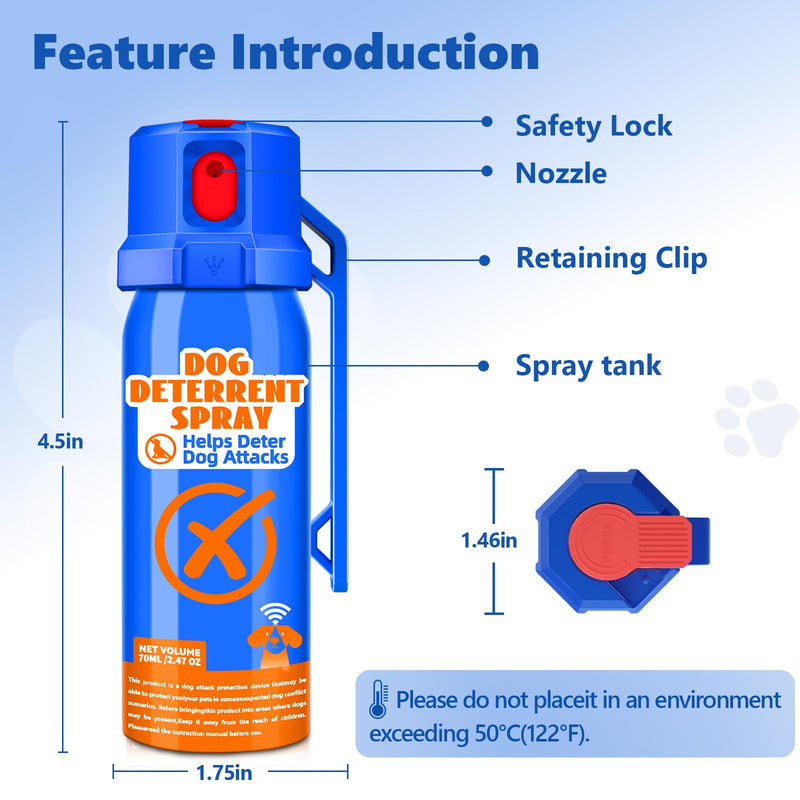 Citronella Dog Deterrent Spray, Animal Deterrent Spray, Humane Deterrent Spray Spray to Deter Animals & Outdoor Use, Citronella Spray Deterrent, 70ml / 2.37Oz Blue1