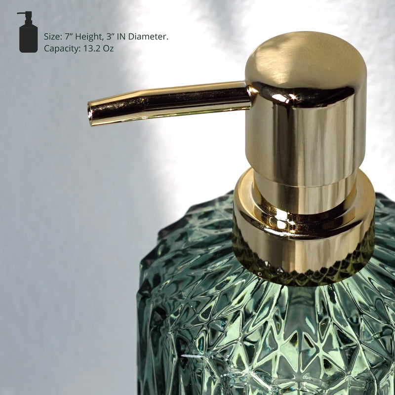 EMPO Clear Glass Soap Dispenser with ABS Plastic Pump, Crystal Lotion Dispensers for Kitchen Sink, Bathroom (Green) Standard Green