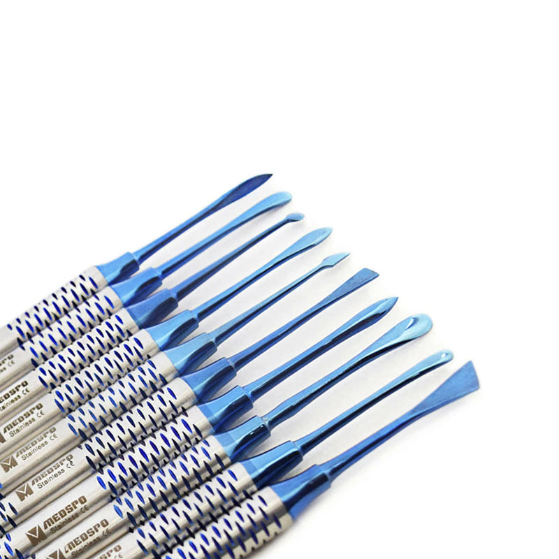 MEDSPO Professional Dental Elevators | Composite Restorative Implants | Luxating Filling | Surgical Root Extraction Spreading | Osteotome Periotome Instruments (Periosteal Elevator Blue Set of 10)