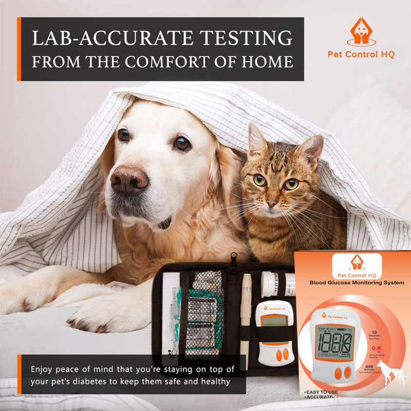 Blood Sugar Glucose Monitor System for Dogs and Cats - Pet Glucose Monitoring Kit - Accurate Diabetes Testing 2 Calibrated Code-Chips for Dog/Cat, Lancets, Logbook - Monitor + 50 Test Strips - PawsPlanet Australia