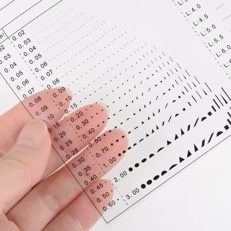 HARFINGTON High Precision SEC Size Estimation Chart 115x95mm Transparency Flaw Detection Film Ruler for Diameter Area Length Width Defects Measuring