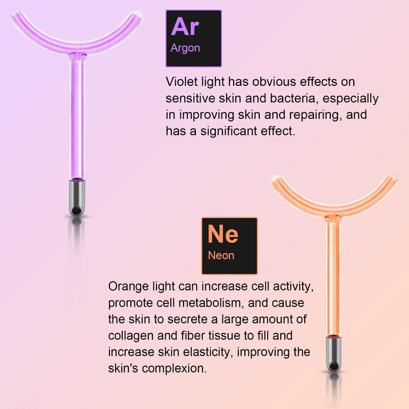 2pcs Electrode Wand Glass Tube Handheld Spare Parts Elitzia ETHB01 (Purple and Orange Y Shape)