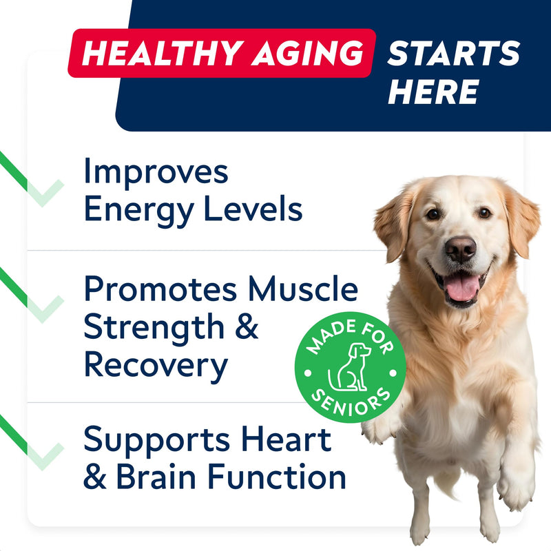 STRELLALAB NMN Supplement | NAD+ Booster for Dogs - Longevity - Quercetin, Resveratrol - Energy Boost for Senior Dogs, Canine Cognitive Supplement for Brain Health - Anti Aging Support Chews - 90Ct Peanut Butter